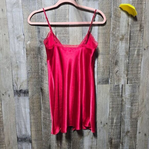 Victoria's Secret Vintage Y2K Red Tie Front Satin Cami Slip - Picture 2 of 4